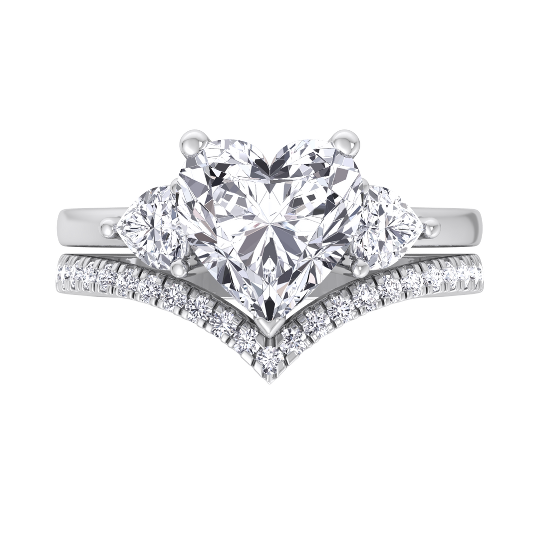 4.8CT Total Weight Heart Shape Lab Grown Diamond Wedding Set White Gold 14K 18K