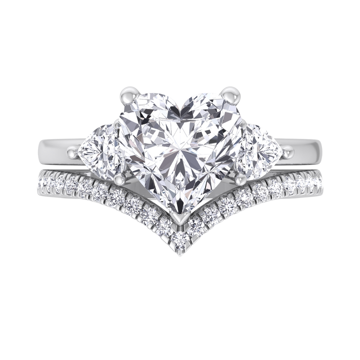 4.8CT Total Weight Heart Shape Lab Grown Diamond Wedding Set White Gold 14K 18K
