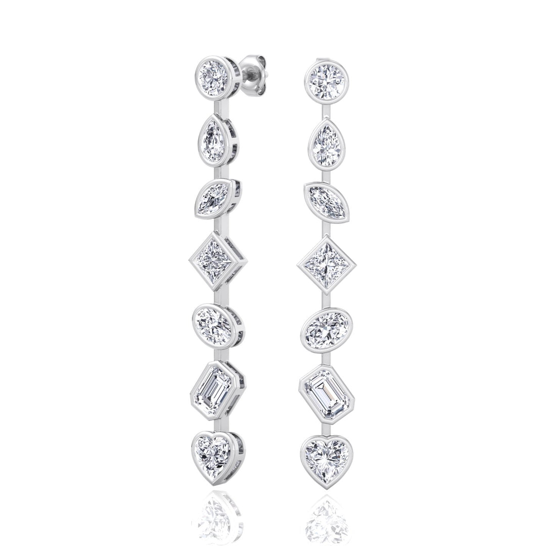 Multi Stone Bezel Tennis Earrings Lab Grown Diamond WG 5
