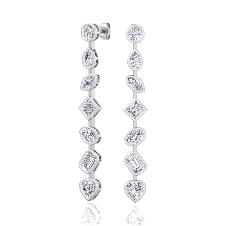 Multi Stone Bezel Tennis Earrings Lab Grown Diamond WG 5