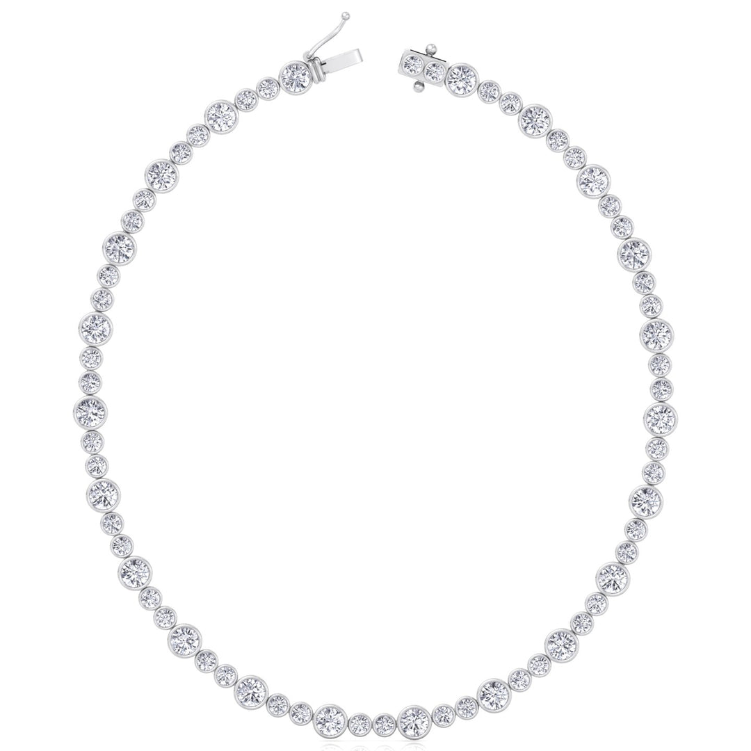 Round Bezel Big & Small Lab Grown Diamond Tennis Necklace