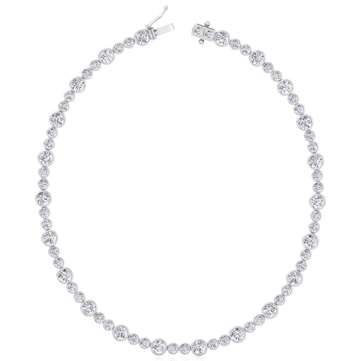Round Bezel Big & Small Lab Grown Diamond Tennis Necklace