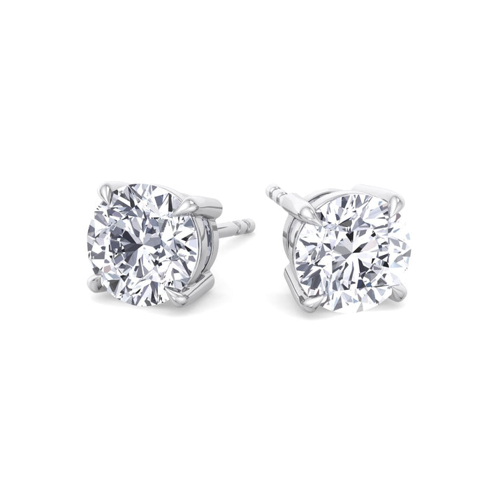 Round Cut  Lab-Grown Diamond Studs White Gold 18K