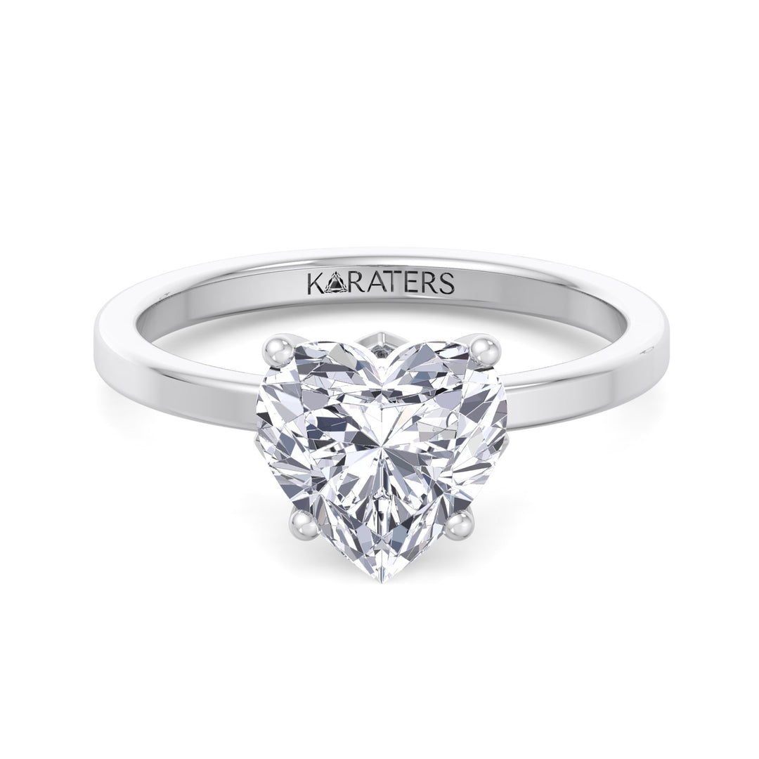 Heart Shaped Cut Solitaire Lab Grown Diamond Engagement Ring