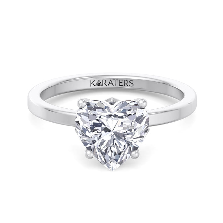 Heart Shaped Cut Solitaire Lab Grown Diamond Engagement Ring