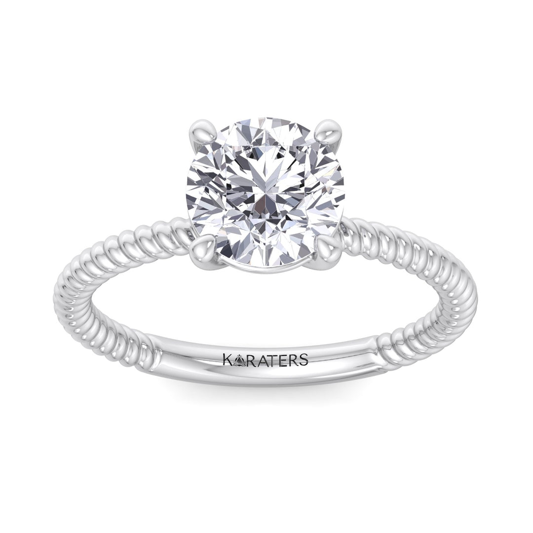 Twisted Rope Band Round Cut Lab - Grown Diamond Solitaire Engagement Ring