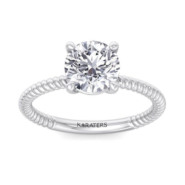 Twisted Rope Band Round Cut Lab - Grown Diamond Solitaire Engagement Ring