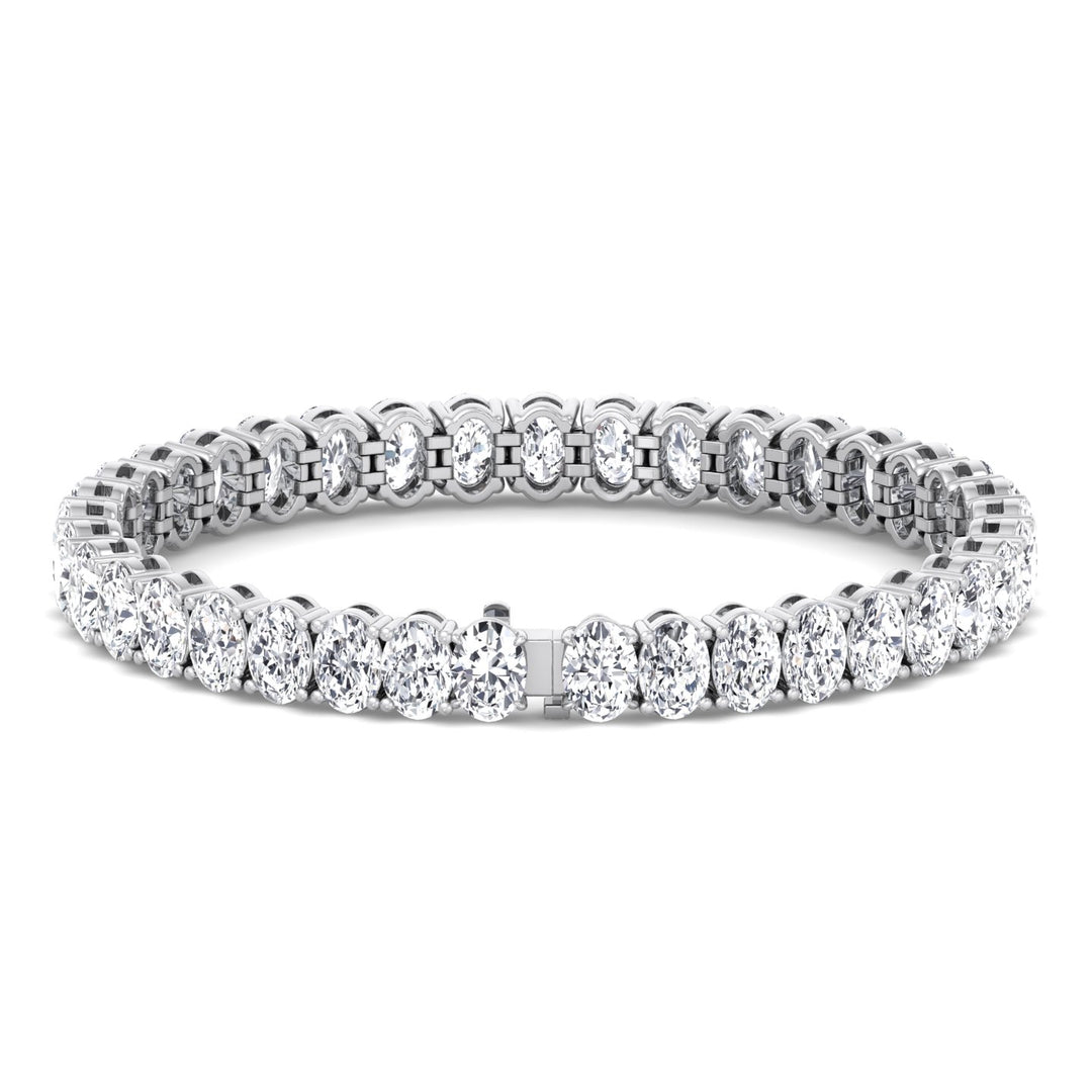 Oval Cut Lab-Grown Diamond Tennis Bracelet 14K Solid Gold