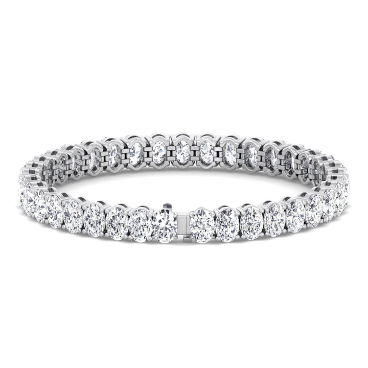 Oval Cut Lab-Grown Diamond Tennis Bracelet 14K Solid Gold
