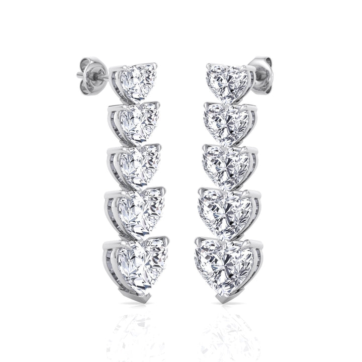 Dangle Heart Shape Lab Grown Diamond Tennis Earrings White Gold 14K 18K