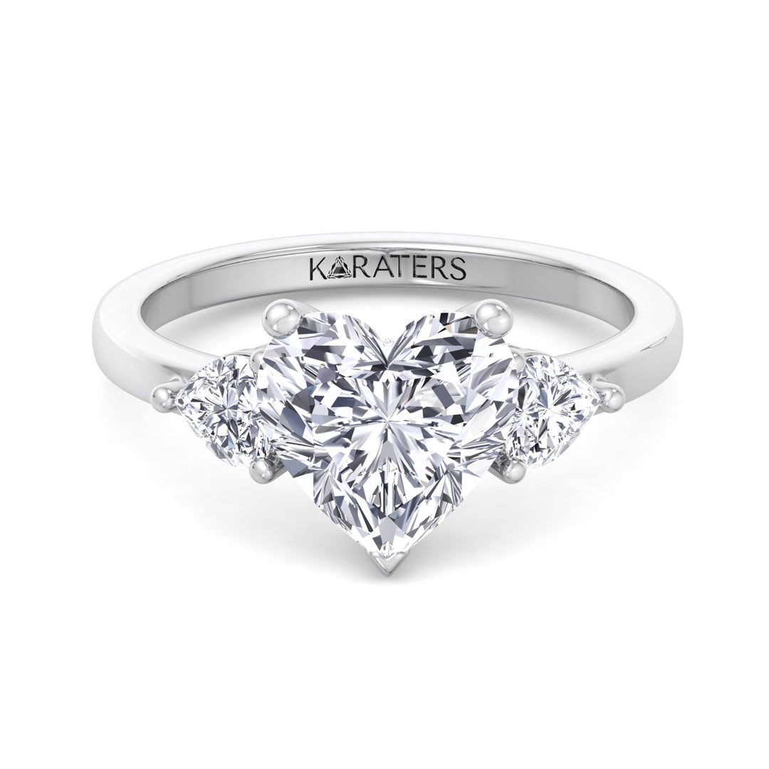 Heart Shaped Cut Halo Solitaire Lab Grown Diamond Engagement Ring