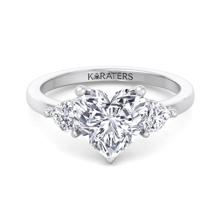 Heart Shaped Cut Halo Solitaire Lab Grown Diamond Engagement Ring