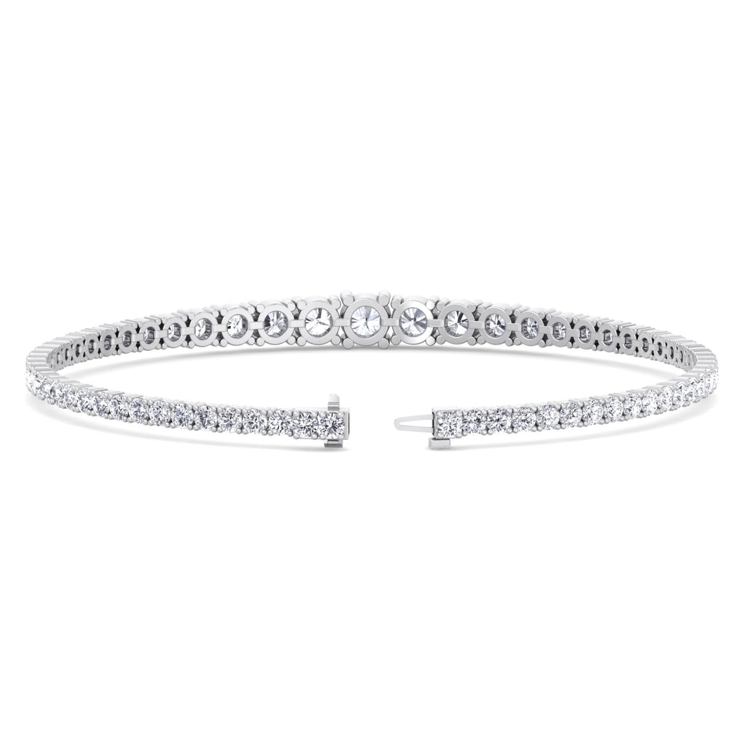 4-Prong Graduated Lab Grown Diamond Tennis Bracelet White Gold  8.5ct 11ct