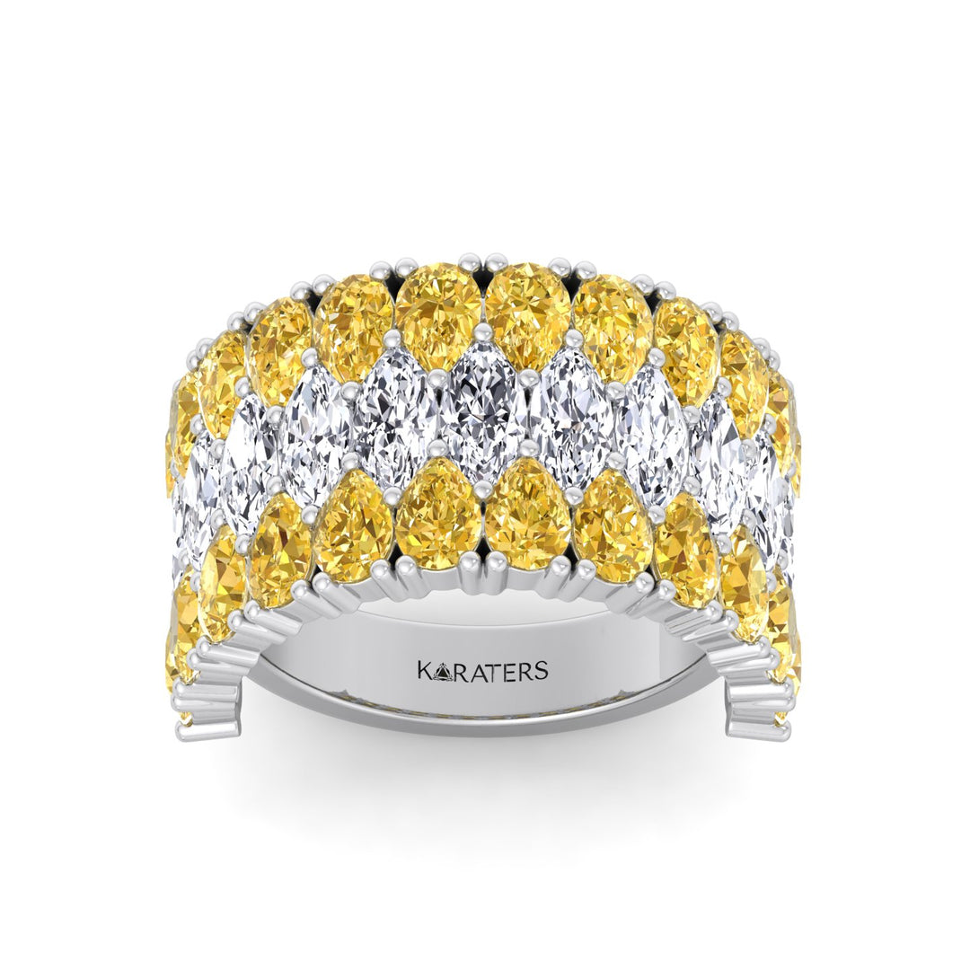 Pear Shape Fancy Yellow and Marquise Lab-Grown Diamond Cocktail Ring