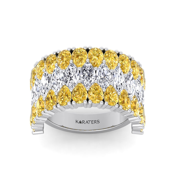 Pear Shape Fancy Yellow and Marquise Lab-Grown Diamond Cocktail Ring