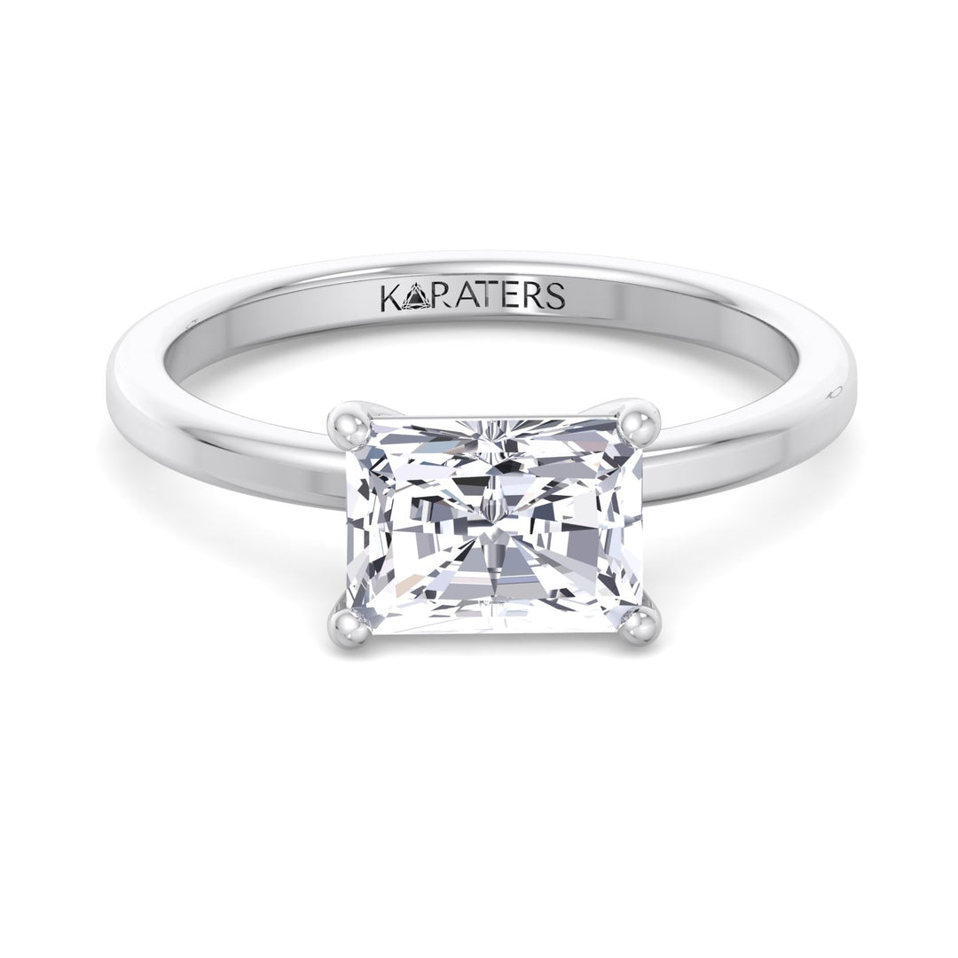 Radiant Cut Solitaire Lab Grown Diamond Engagement Ring East West