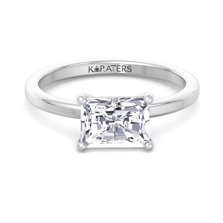 Radiant Cut Solitaire Lab Grown Diamond Engagement Ring East West