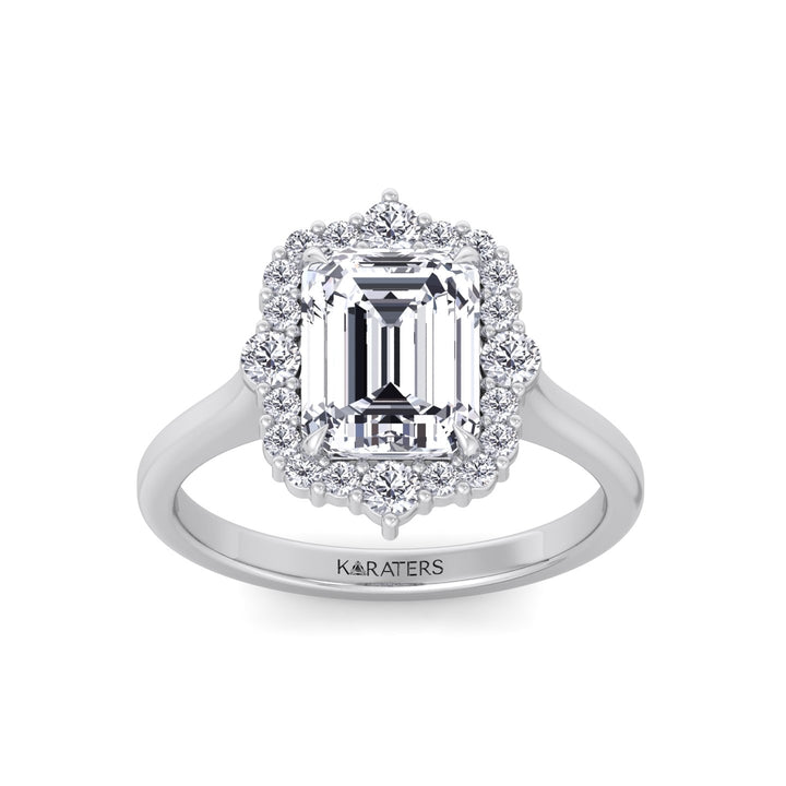 Cathedral Style Emerald Cut Lab Grown Diamond Ring WG 3