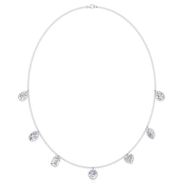 Multi Shape Bezel Set Lab Grown Diamond Necklace WG 