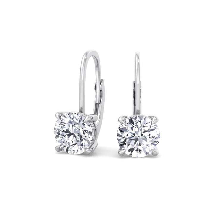 Round Shape Lab Grown Diamond Drop Earrings WG 4