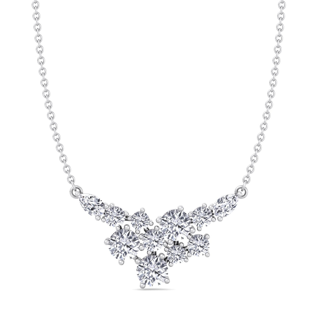 1.65CT Round Shape Cluster Natural Diamond Pendant Necklace White Gold 14K 1.65ct