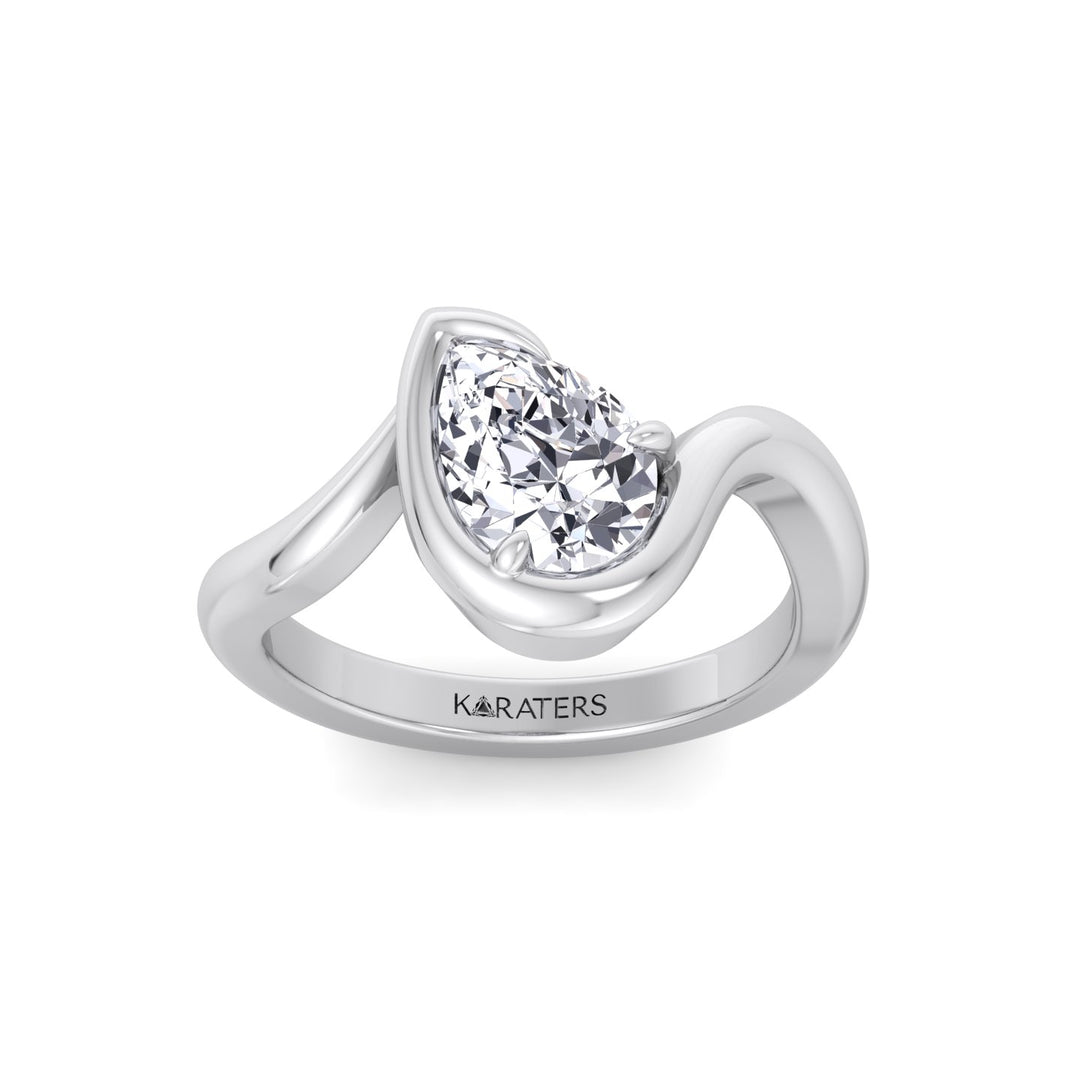 Pear Shape Lab Grown Diamond Twist Band Engagement Ring WG 2