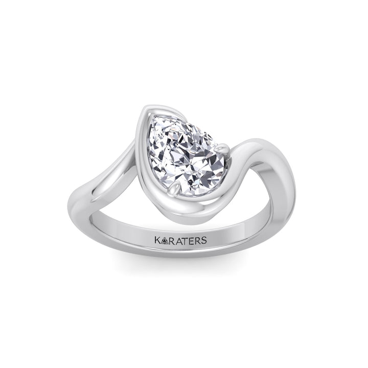 Pear Shape Lab Grown Diamond Twist Band Engagement Ring WG 2