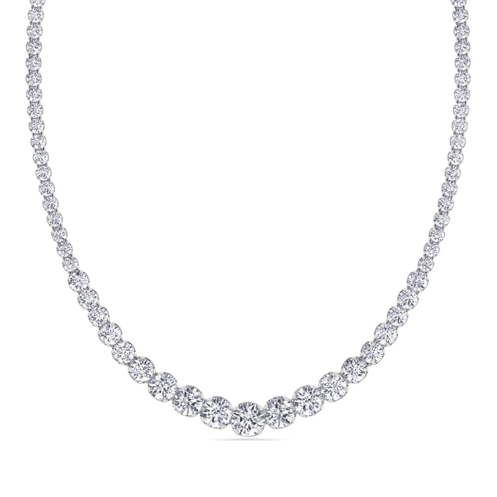 Buttercup Illusion Set Graduated Lab Grown Diamond Tennis Necklace White Gold 14K 18K