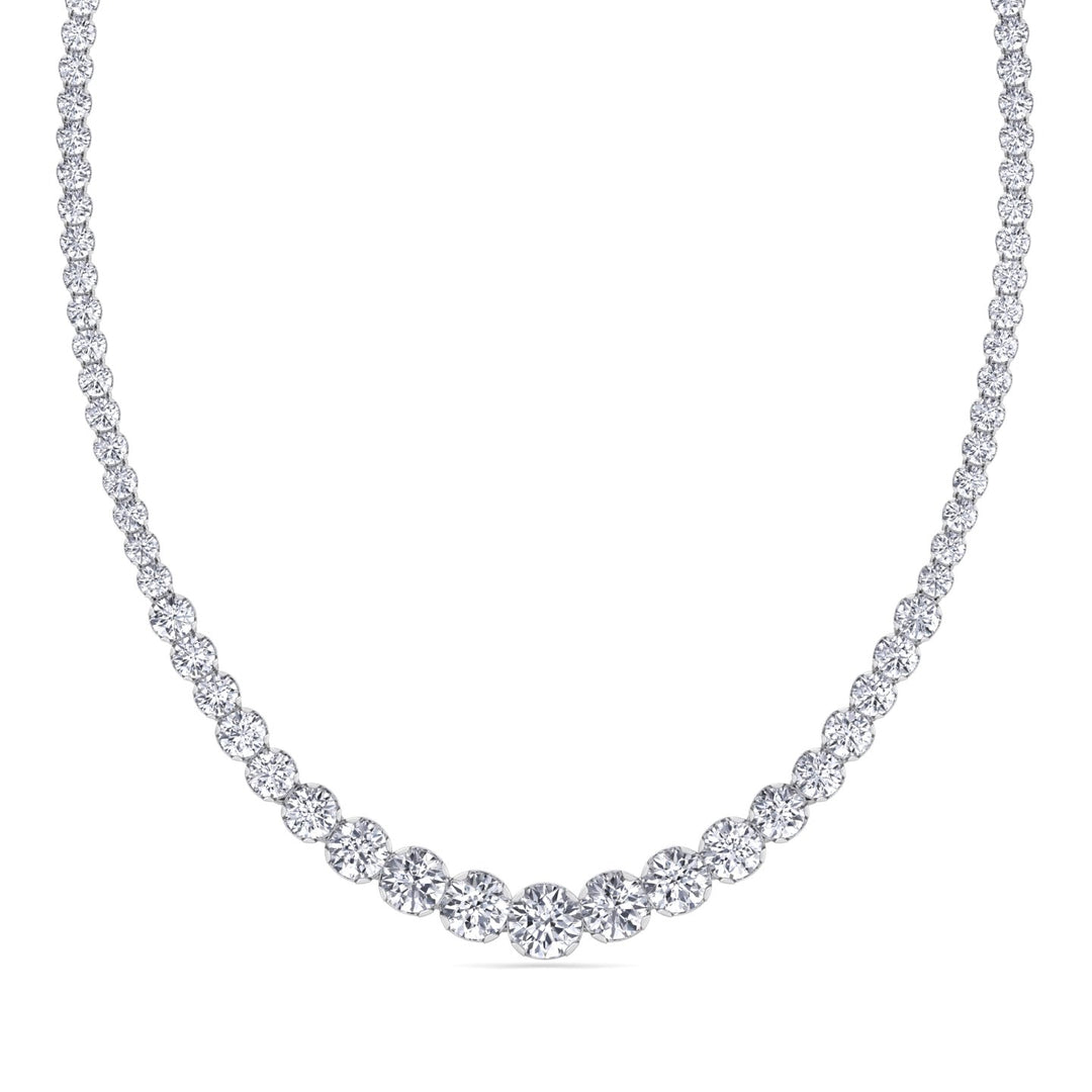 Buttercup Illusion Set Graduated Lab Grown Diamond Tennis Necklace White Gold 14K 18K