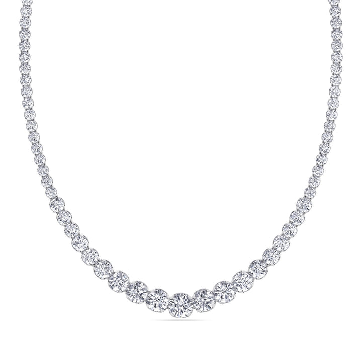 Buttercup Illusion Set Graduated Lab Grown Diamond Tennis Necklace White Gold 14K 18K