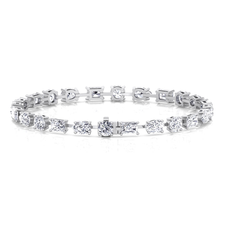 Multi Shape Lab Grown Diamond Tennis Bracelet 14K Solid Gold (Round, Pear & Emerald)