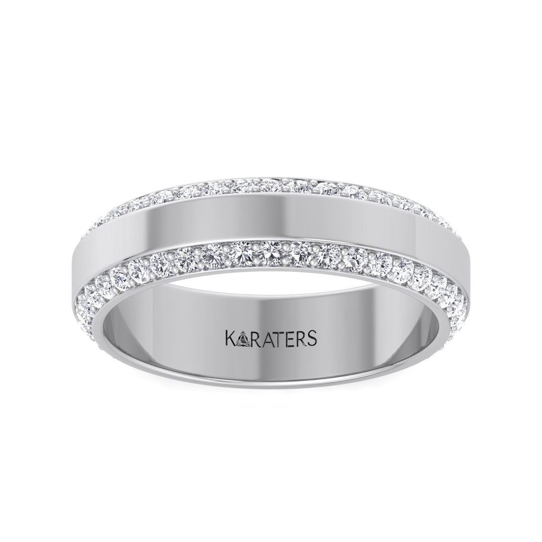 Beveled Edge Lab Grown Diamond Wedding Band Platinum