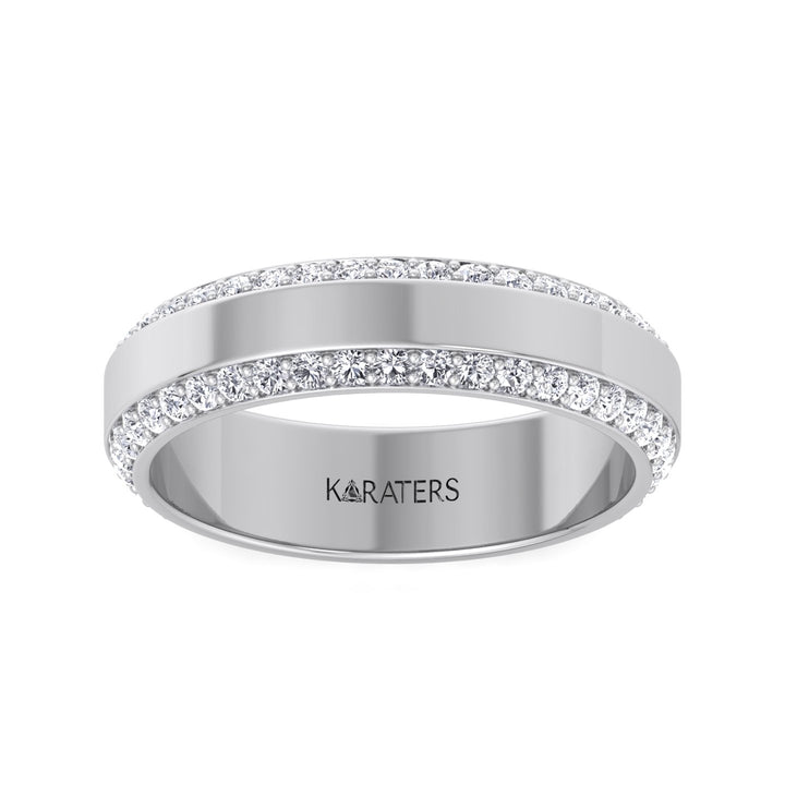 Beveled Edge Lab Grown Diamond Wedding Band Platinum