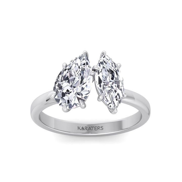 Toi Et Moi - Pear and Marquise Shape Lab Grown Diamond Engagement Ring White Gold 14K 18K