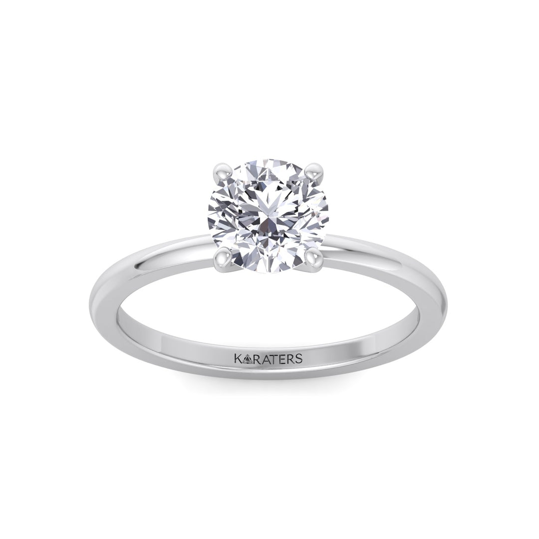 Two Tone Round Shape Solitaire Lab-Grown Diamond Engagement Ring White Gold 14K 18K