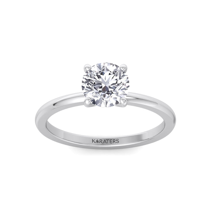 Two Tone Round Shape Solitaire Lab-Grown Diamond Engagement Ring White Gold 14K 18K