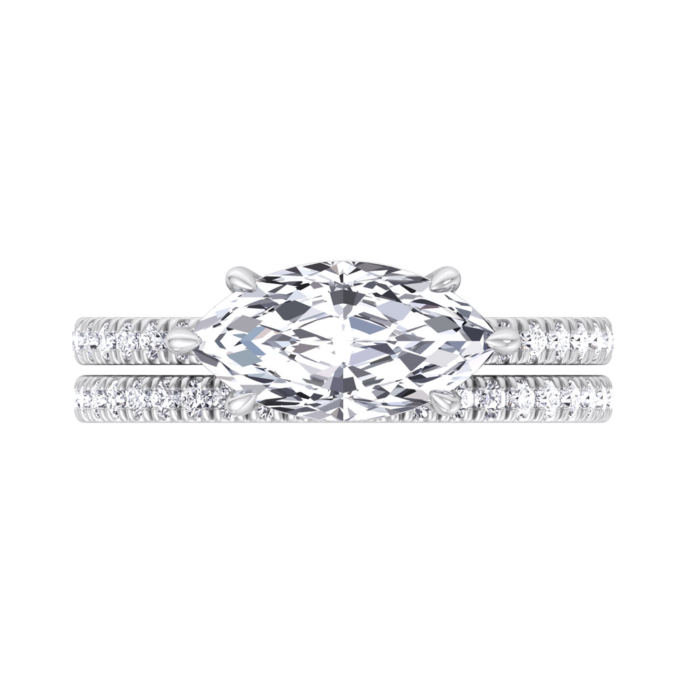 3.80CT Total Weight Marquise Shape Lab Grown Diamond Wedding Set White Gold