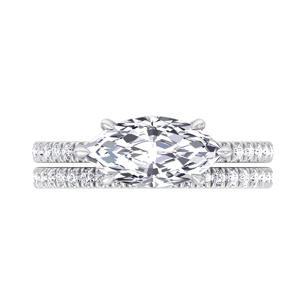 3.80CT Total Weight Marquise Shape Lab Grown Diamond Wedding Set White Gold