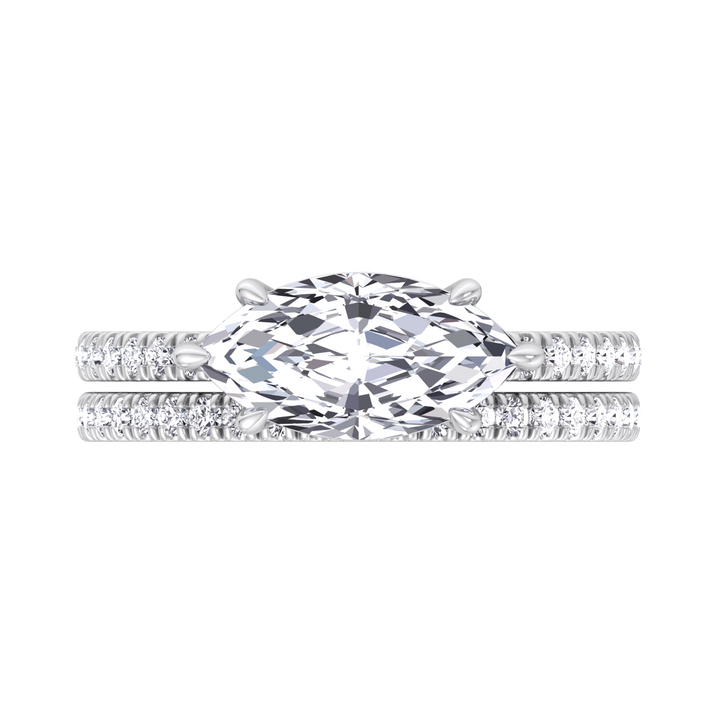 3.80CT Total Weight Marquise Shape Lab Grown Diamond Wedding Set White Gold