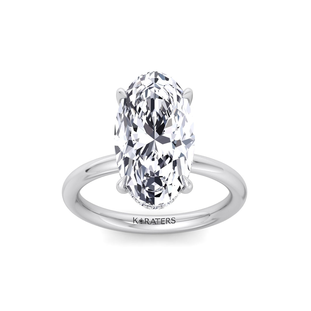 Moval Lab Grown Diamond Engagement Ring with Hidden Halo White Gold 14K 18K