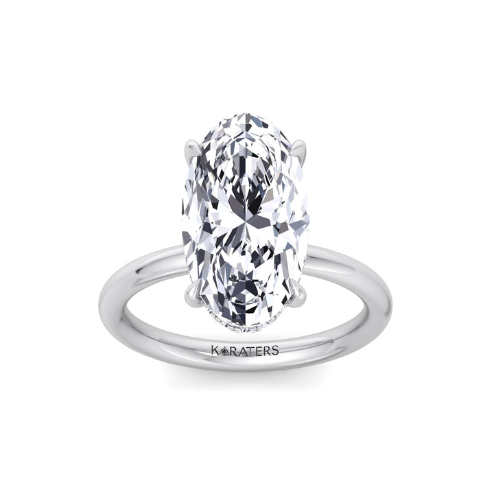 Moval Lab Grown Diamond Engagement Ring with Hidden Halo White Gold 14K 18K