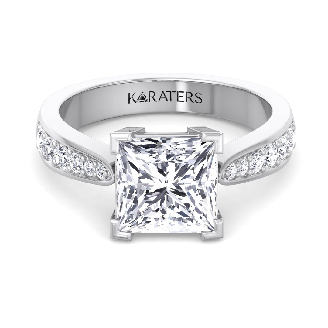 Princess Cut Lab-Grown Diamond Engagement Ring with SideStones Channel Setting