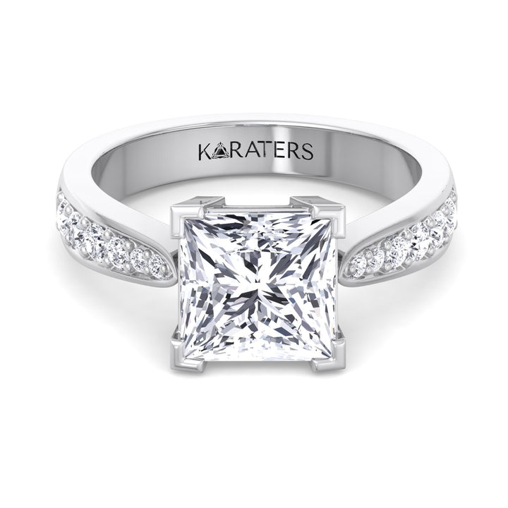 Princess Cut Lab-Grown Diamond Engagement Ring with SideStones Channel Setting