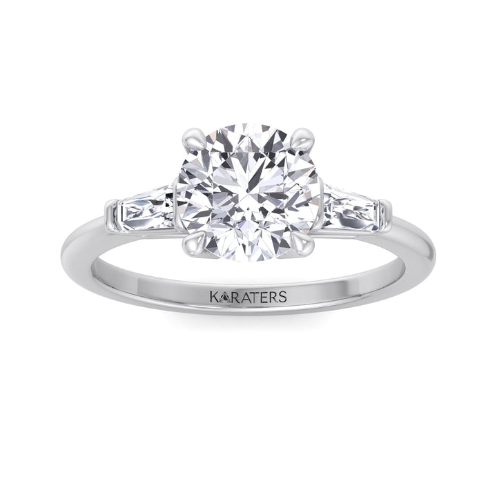 Taper Baguette Round Cut Lab-Grown Diamond Engagement Ring