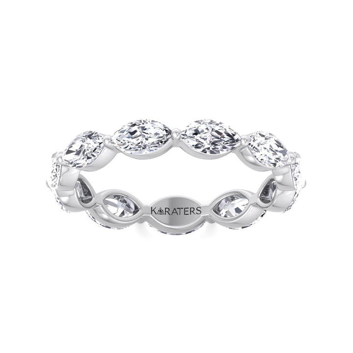 East West Marquise Shape Lab Grown Diamond Eternity Band White Gold 14K 18K