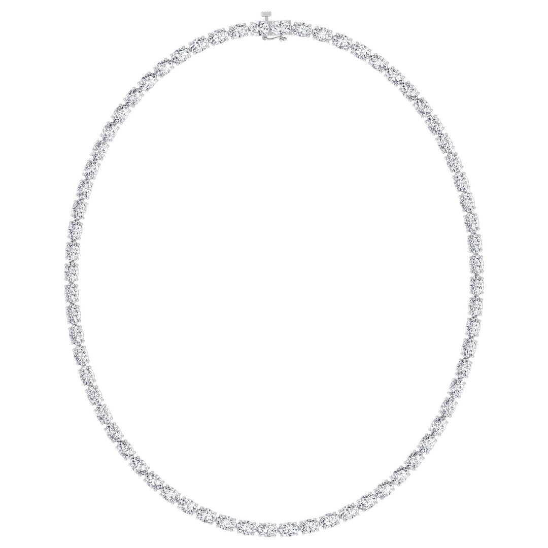 East to West Oval Cut Lab Grown Diamond Tennis Necklace 18K Solid Gold