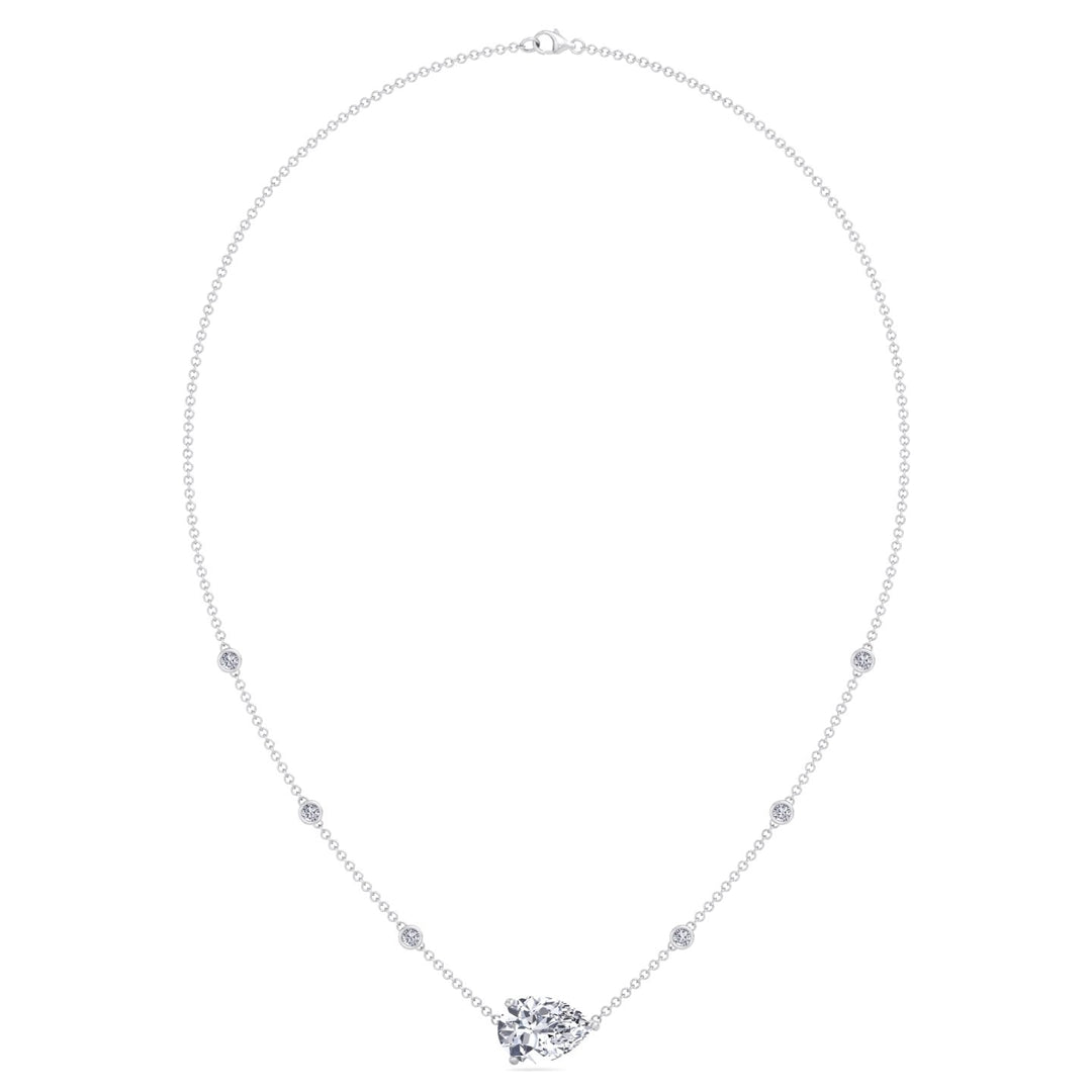 Diamond by The Yard Necklace with Pear Shape Center Stone White Gold 14K 18K