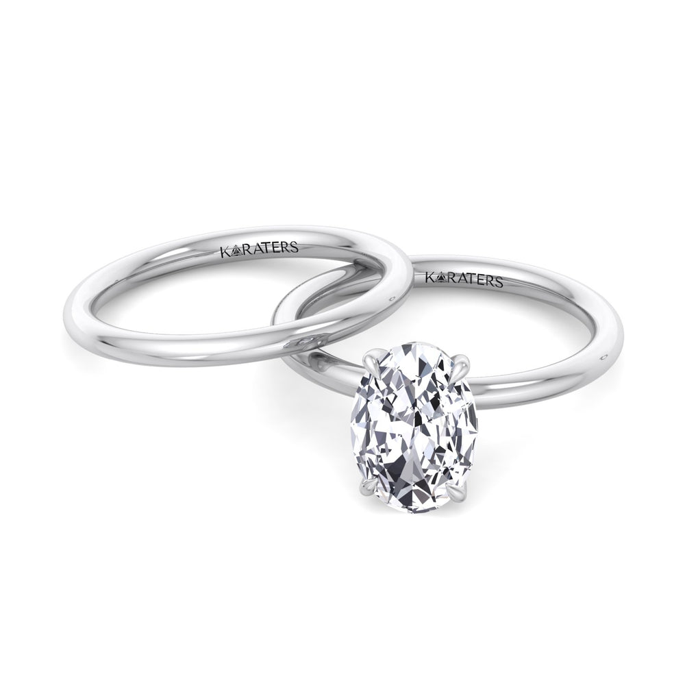 4CT Total Weight Oval Shape Lab Grown Diamond Wedding Set White Gold 14K