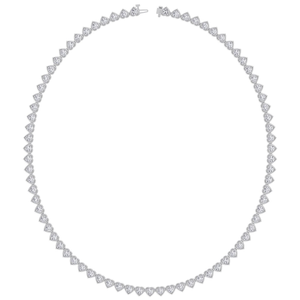 Heart Shape Bezel Set Lab Grown Diamond Tennis Necklace White 