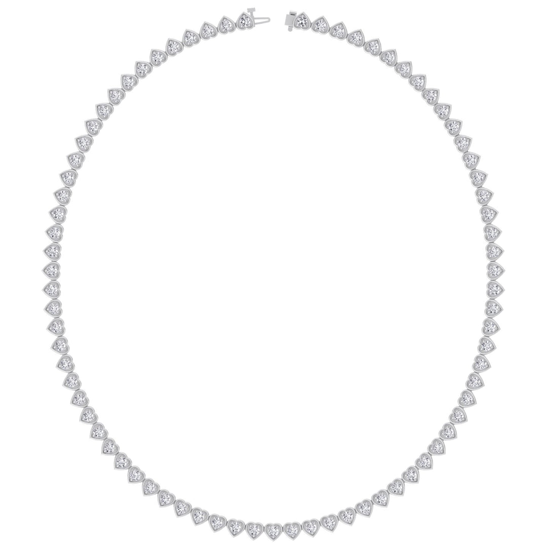 Heart Shape Bezel Set Lab Grown Diamond Tennis Necklace White 